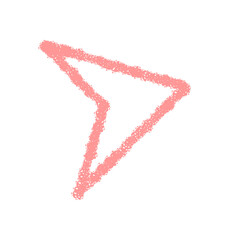 Sketchy wavy chalk arrow with pastel stroke and hand drawn style. This arrow icon shows rough textured element as a soft pointer, perfect for subtle design use, modern template or creative layout.