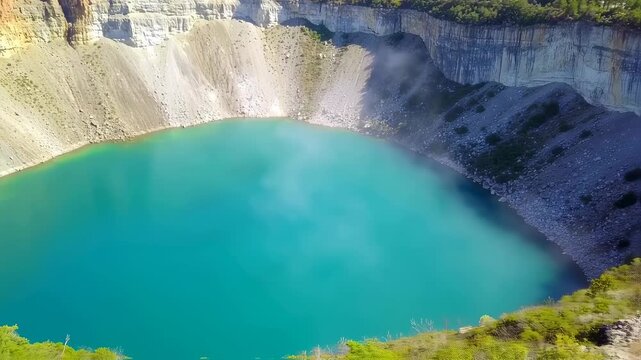 Aerial View of the Stunning Linow Lake in Tomohon Indonesia.