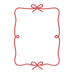 Obraz premium Whimsical wedding frame doodle. Coquette boarder with bow and ribbon in sketch style. Hand drawn vintage vector illustration for Valentine’s Day