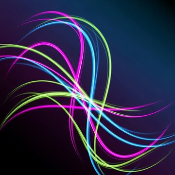 Curvilinear luminiscence, abstract background featuring elegant color strokes