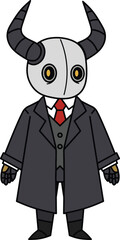 Horned Masked Character in Formal Suit