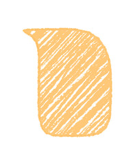 Fluid crayon speech balloon in diagonal scribble style. Chat bubble with sketch texture forms a fluid rectangle message, vibrant comment for creative concepts. Yellow tone brings playful graphic