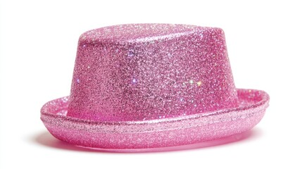 Bright pink glittery party hat stands out inviting fun and joyful festivities ahead.