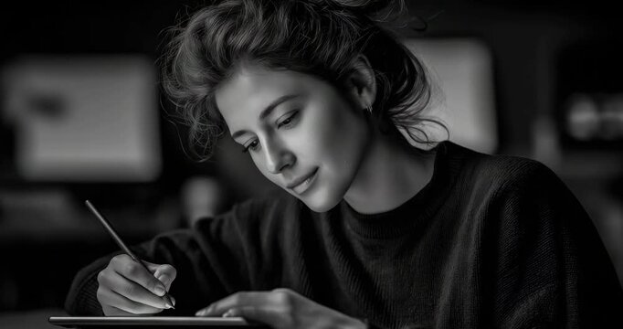 Vertical UX Designer Sketching Wireframes Tablet Intimate Rim Light