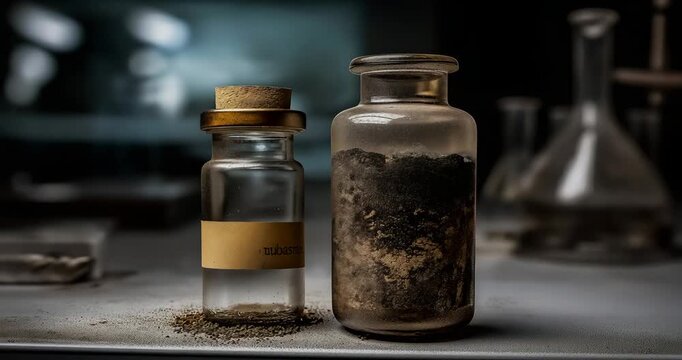 Split Composition Pristine Lab Jar Cracked Cheap Jar Metallic Dust
