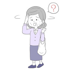 道に迷うシニア女性　はてな