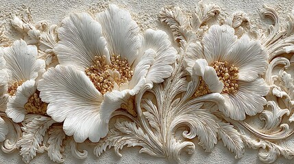 Luxurious embossed floral seamless ornate wallpaper high resolution picture