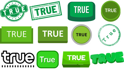 Explore verification graphics with green true stamp icons and validation symbols for authenticity and accuracy