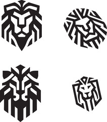Minimalist black vector lion head logo, sharp geometric lines, bold outline, centered on white background, clean symmetry, modern branding style, no gradient, HD detail