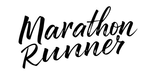 Handwritten inscription “Marathon Runner” in elegant black ink calligraphy, isolated on transparent background
