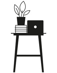 Escritorio pequeño con una lapto y plantas