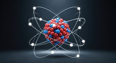 Atom structure essence: moving electron, central proton, neutral neutron, atomic core, circular orbit, invisible charge, balanced mass, magnetic spin, molecular bond, quantum level,
