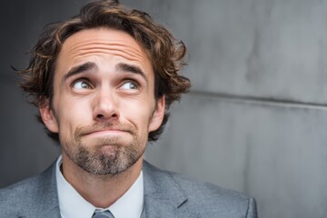 Businessman raising eyebrows with a sarcastic smirk, expressing amused disbelief in a subtle reaction.