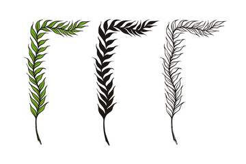 Elegant botanical corner frame, vector illustration