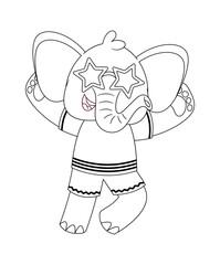 Funky elephant black-and-white break-dancer character