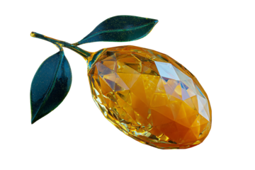 Glass lemon. On a transparent background. Exotic food, fruits, berries. Image for designers, marketers and IT. Popular illustration, object. Sphere of trade, economy, sales.