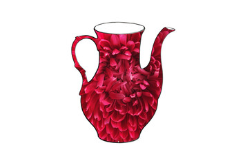 Vintage style flower vase on white background