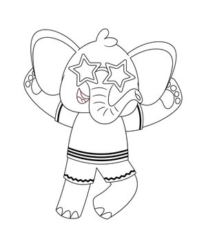 Funky elephant black-and-white break-dancer character