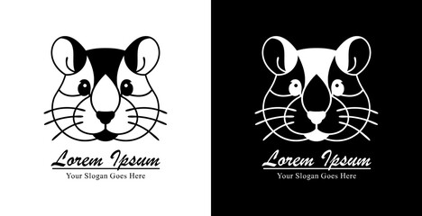Hamster head logo design with modern semi-line art style