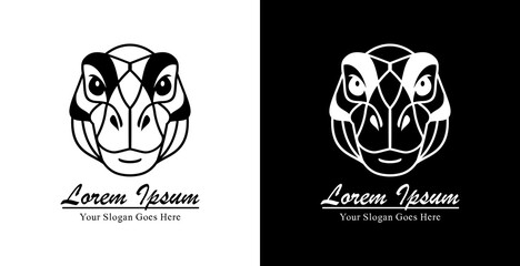 Dinosaur head logo design with modern semi-line art style