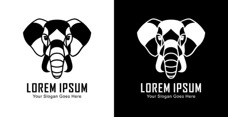 Elephant head logo design with modern semi-line art style