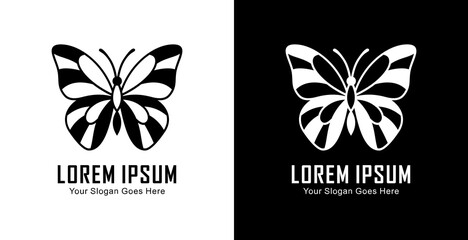 Butterfly logo design with modern semi-line art style