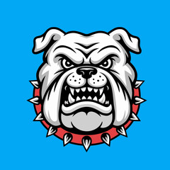 Aggressive Bulldog Mascot Logo Design with Collar and Fierce Expression