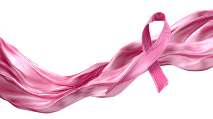 breast cancer awareness month, waving ribbon isolated with clipping path on white background. mother and world cancer day concept