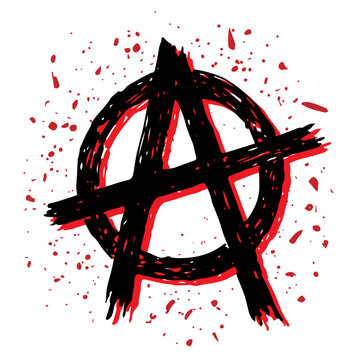 Anarchy symbol distressed, grunge, sketchy style vector hand drawn.
