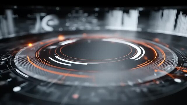 Digital Interface Displaying Futuristic Data Visualization with Advanced Technological Elements and Complex Circuitry Depicting a Network Operation