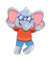 Elephant wearing trendy sunglasses dancing