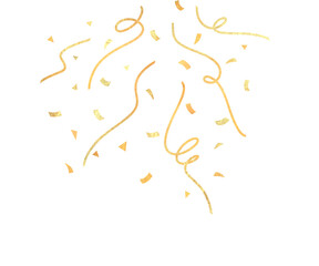 Celebrate success with vibrant golden confetti and streamers falling, perfect for festive designs, party invitations, and sparkling announcements that shine