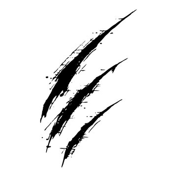 Three diagonal claw scratch marks grunge slash effect vector illustration