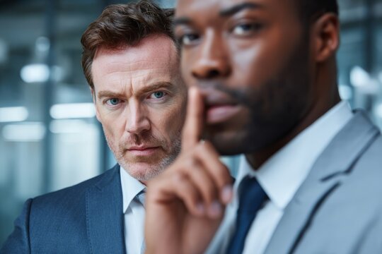Businessman with his colleague, speaking quietly in a moment of trust and teamwork. - Powered by Adobe
