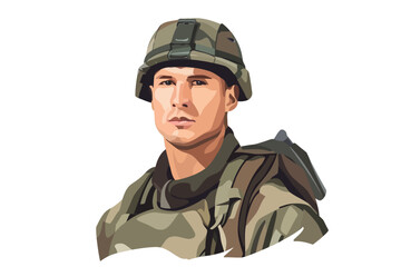 Business headshot of soldier person isolated illustration
