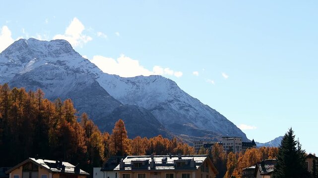 the swiss village of sils in autumn 4k 25fps video
