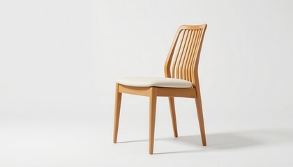 Elegant and Modern Wooden Chair with Simple Design and Cream Cushion for Stylish Interiors and Functional Spaces