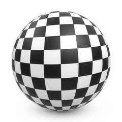 Black and White Checkered Sphere with Glossy Finish Ideal for Abstract Designs and Creative Backgrounds