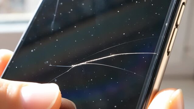 Cracked Smartphone Screen Close-Up: Repair Tips and Techniques for a Quick Fix
