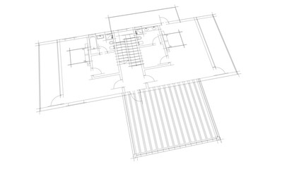 House sketch architectural 3d rendering