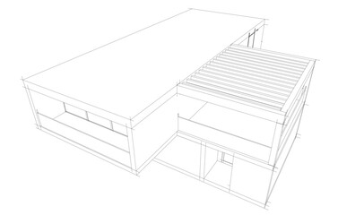 House sketch architectural 3d rendering