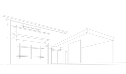 House sketch architectural 3d rendering