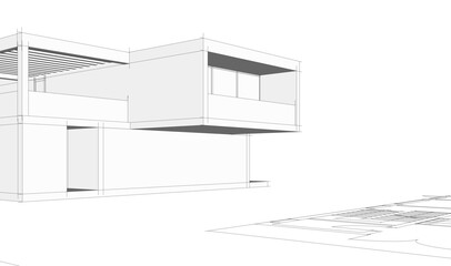 House sketch architectural 3d rendering