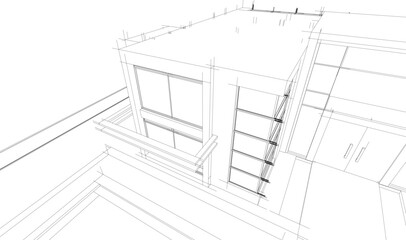 House sketch architectural 3d rendering