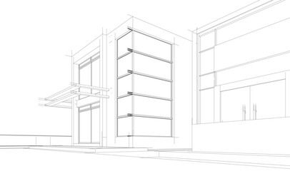 House sketch architectural 3d rendering