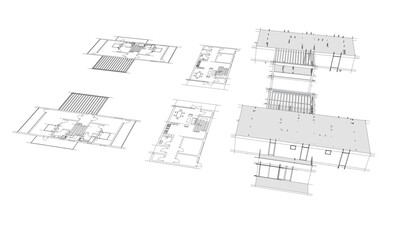 House sketch architectural 3d rendering