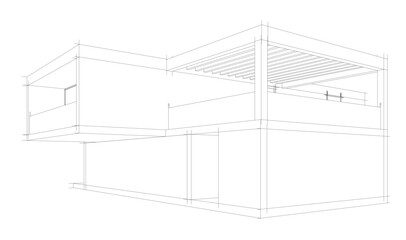 House sketch architectural 3d rendering