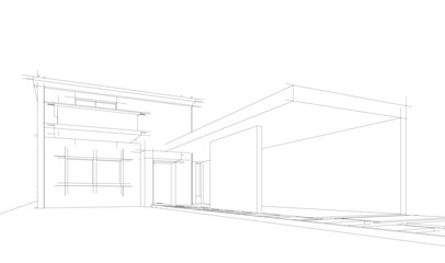 House sketch architectural 3d rendering