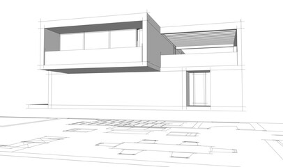 House sketch architectural 3d rendering