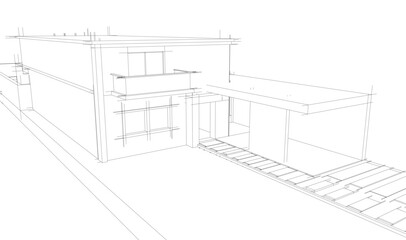 House sketch architectural 3d rendering
